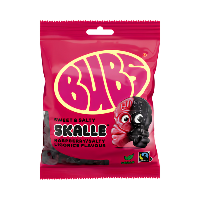 Bubs Raspberry licorice Skull 90g