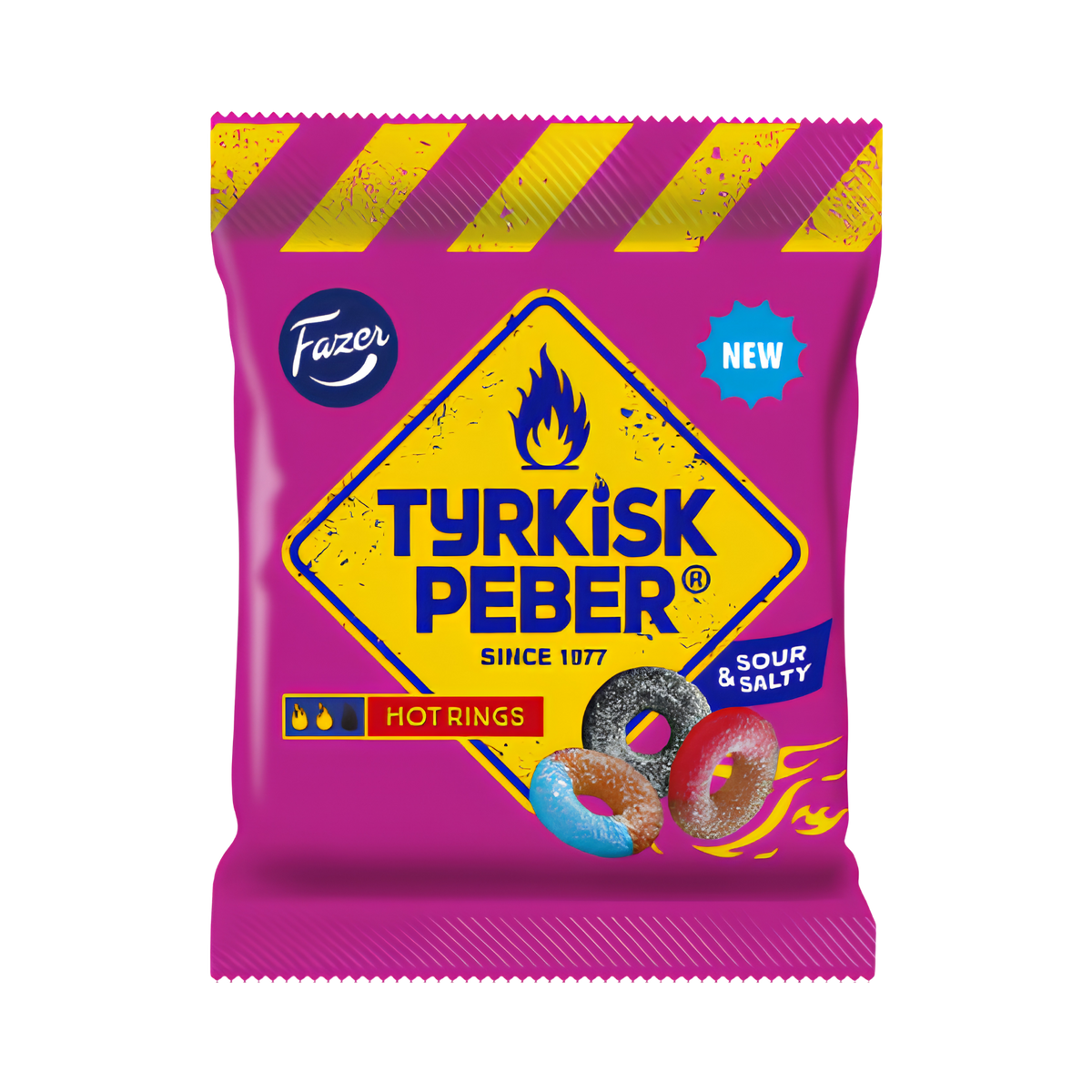 Tyrkisk Peber Sour & Salty Hot Rings 120g
